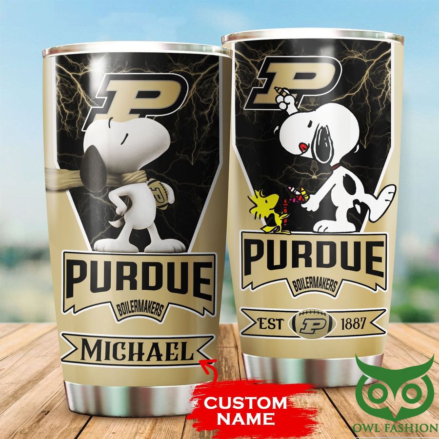 Custom Name Purdue Boilermakers Snoopy NCAA Tumbler Cup