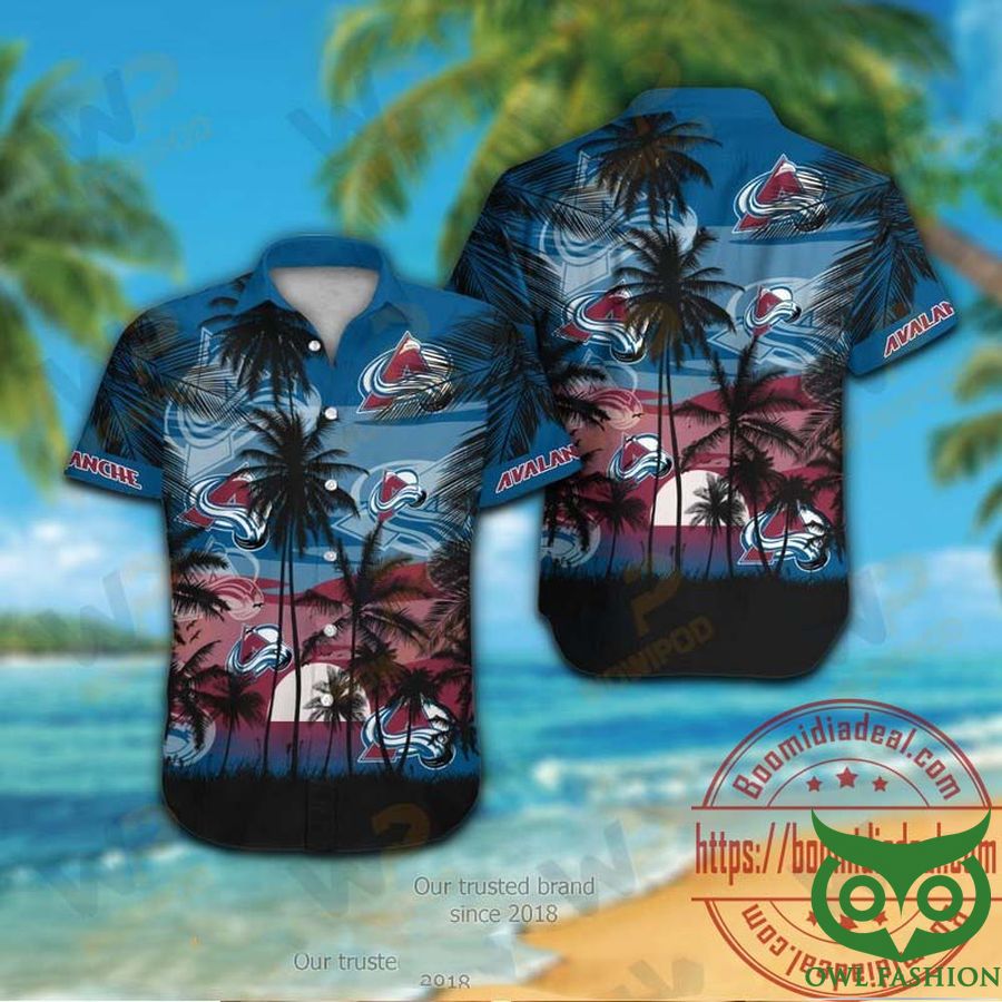 7 Colorado Avalanche Sunset Beach Western Conference Champs Hawaiian Shirt
