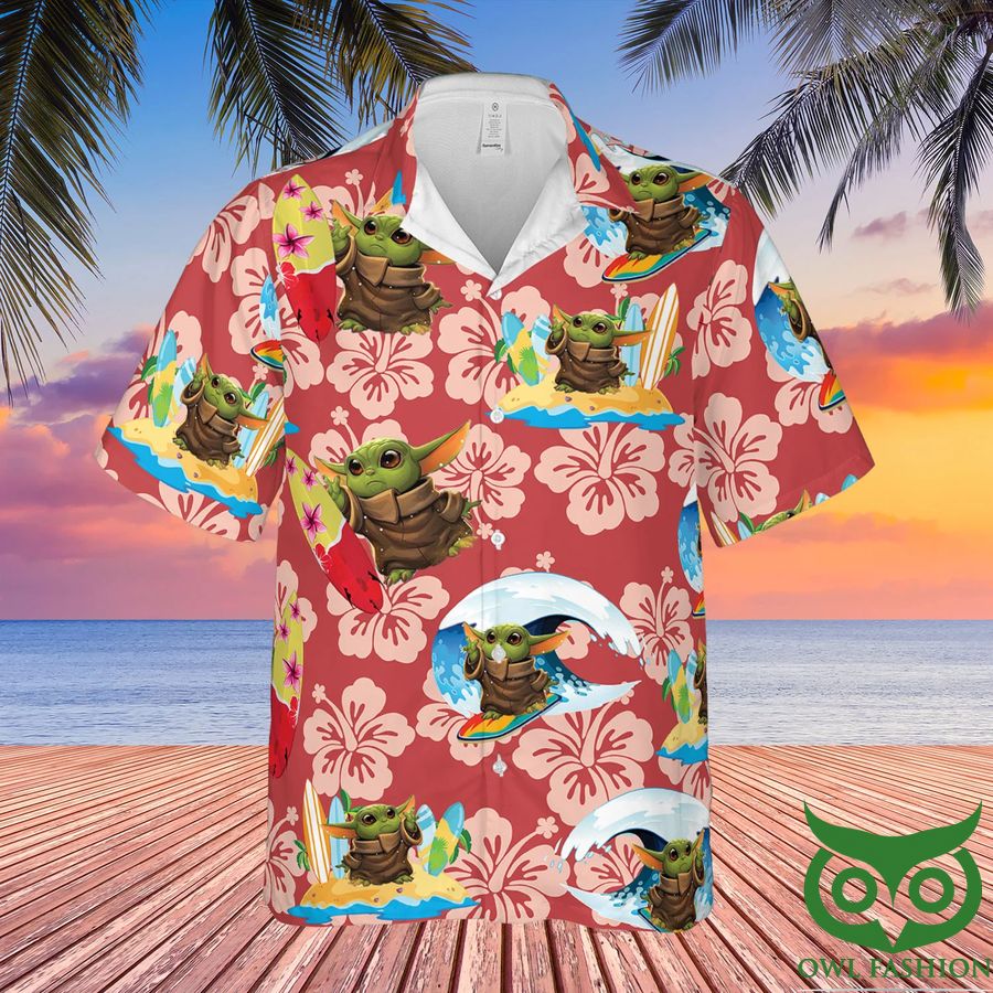7 Star Wars Baby Yoda Surfing Unisex Hawaiian Shirt