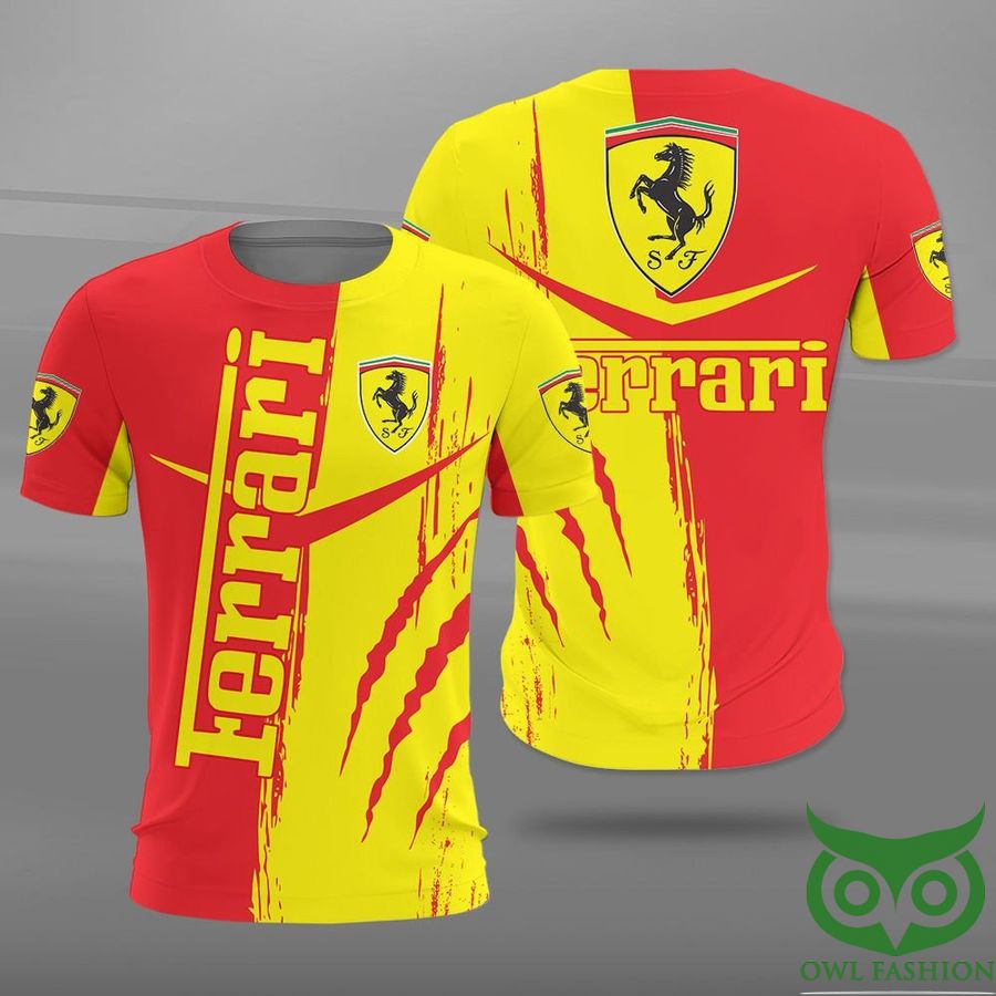 Ferrari Logo Yellow and Red 3D Shirt
