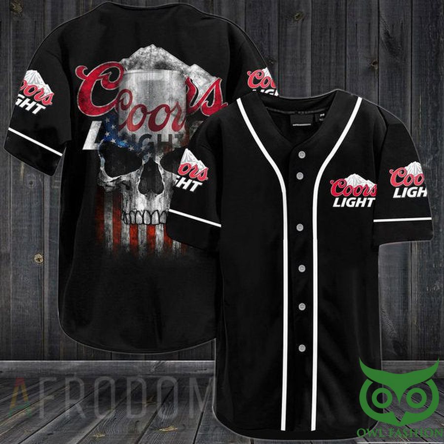 20 US Flag Black Skull Coors Light Baseball Jersey