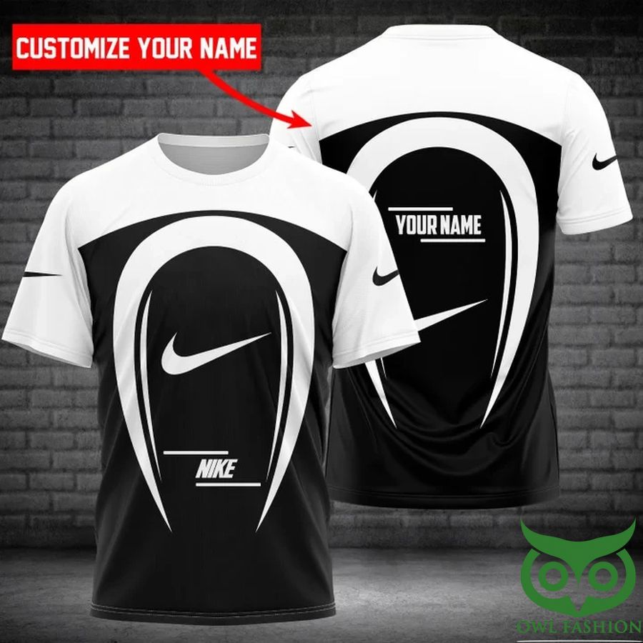 53 Luxury Nike Reverse U Shape Black White 3D T shirt