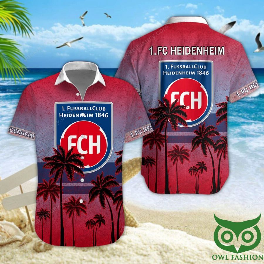 7 1. FC Heidenheim Blue Red Gradient Hawaiian Shirt