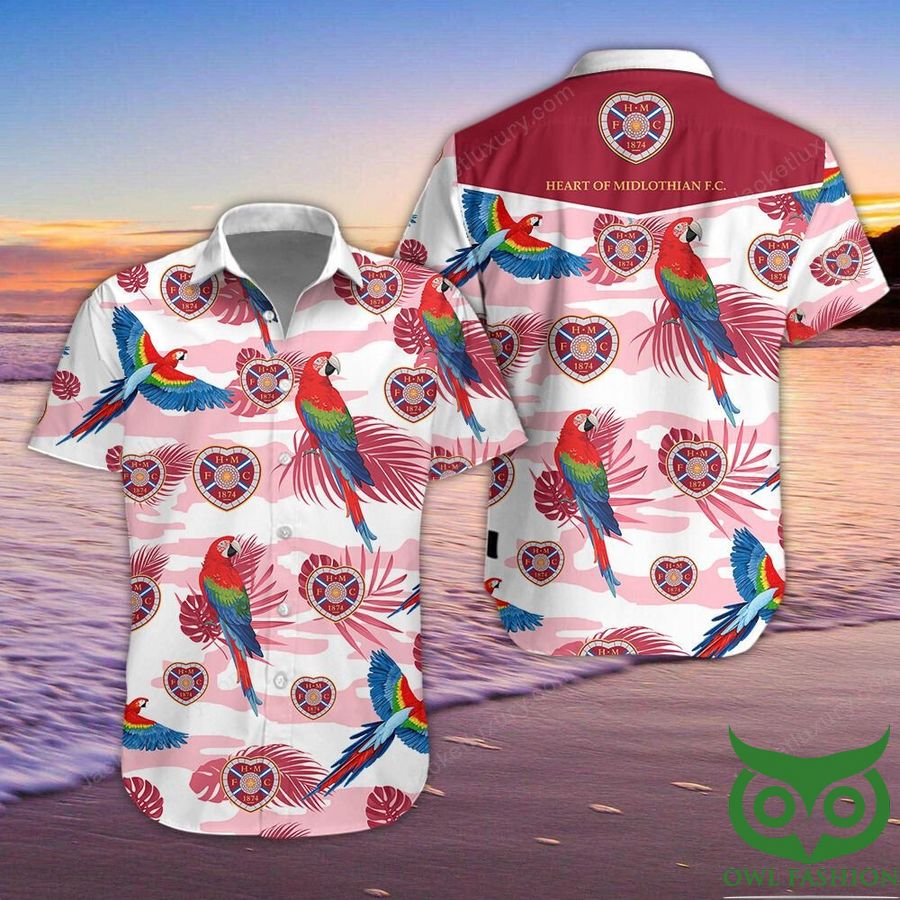 29 Heart of Midlothian F.C. Parrot Pink Red Hawaiian Shirt