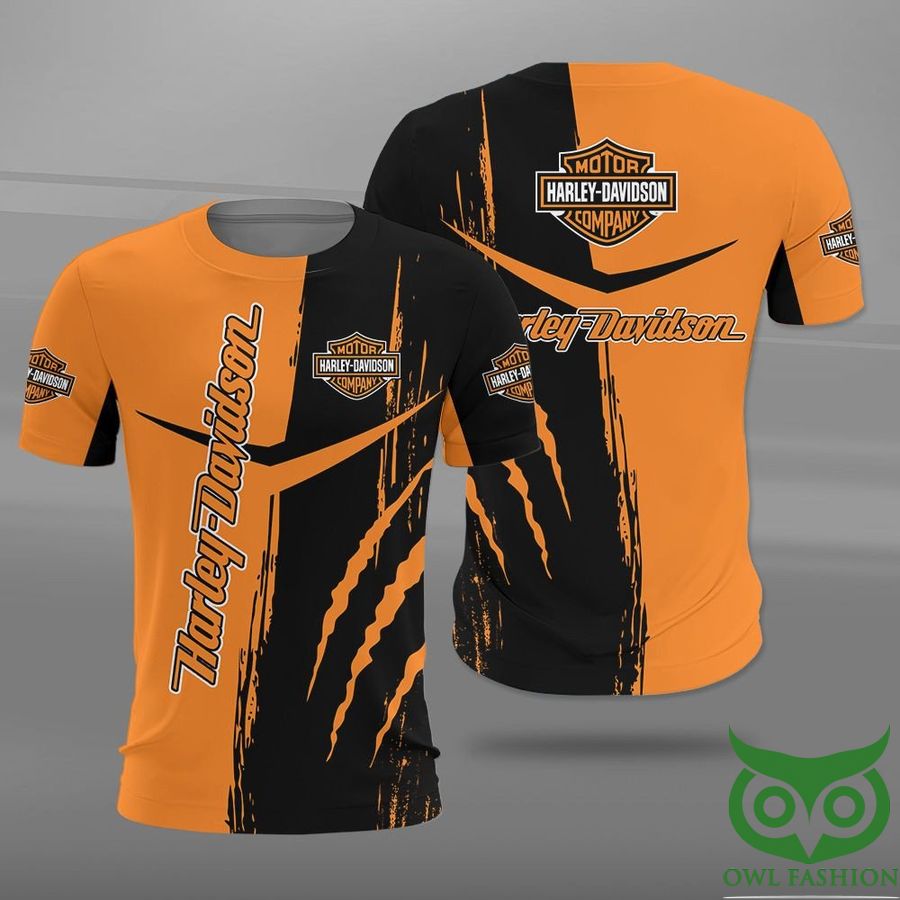 Harley Davidson Logo Black and Orange 3D Shirt