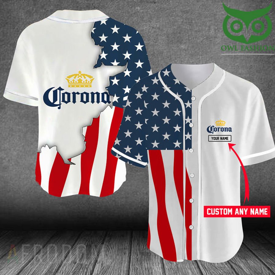84 Personalized US Flag Corona Baseball Jersey