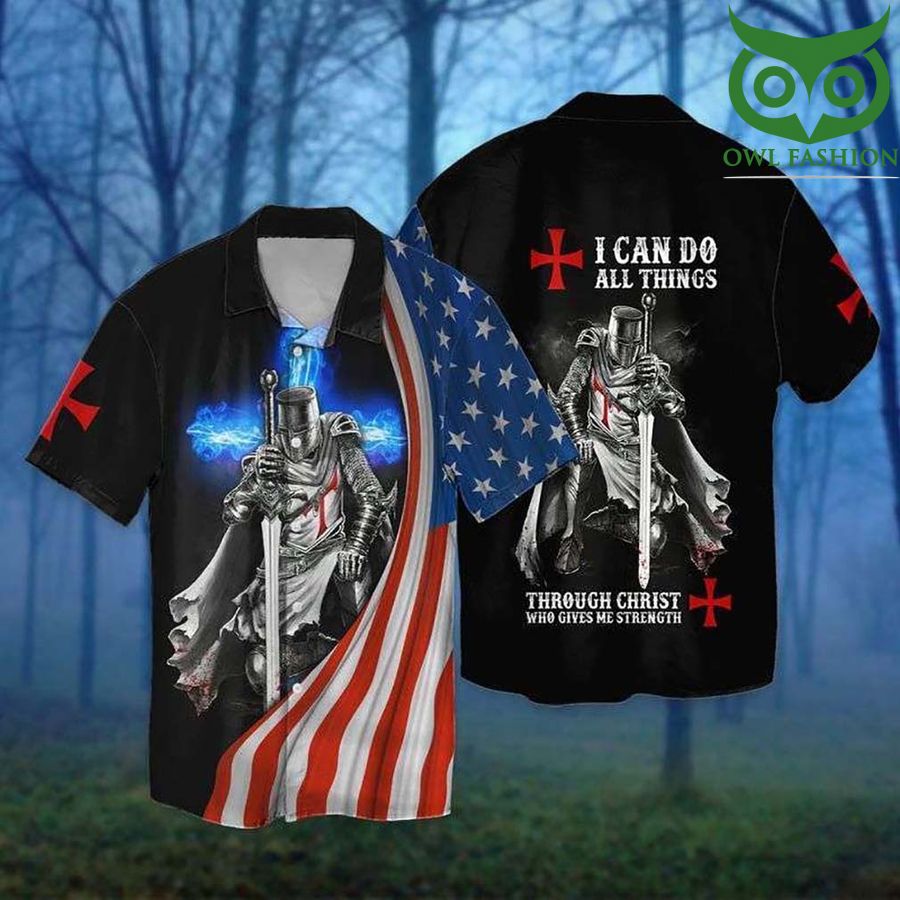 9 4th Of July American Flag Knight Templar I Can Do All Things Through Christ Who Gives Me Strength Hawaiian Shirt