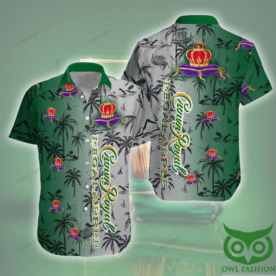 Crown Royal Coconut Palm Tropical Green Hawaiian Shirt
