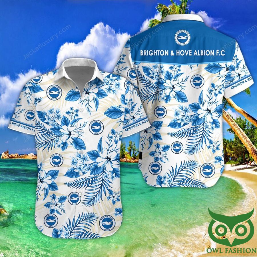 10 Brighton Hove Albion F.C Blue and White Hawaiian Shirt
