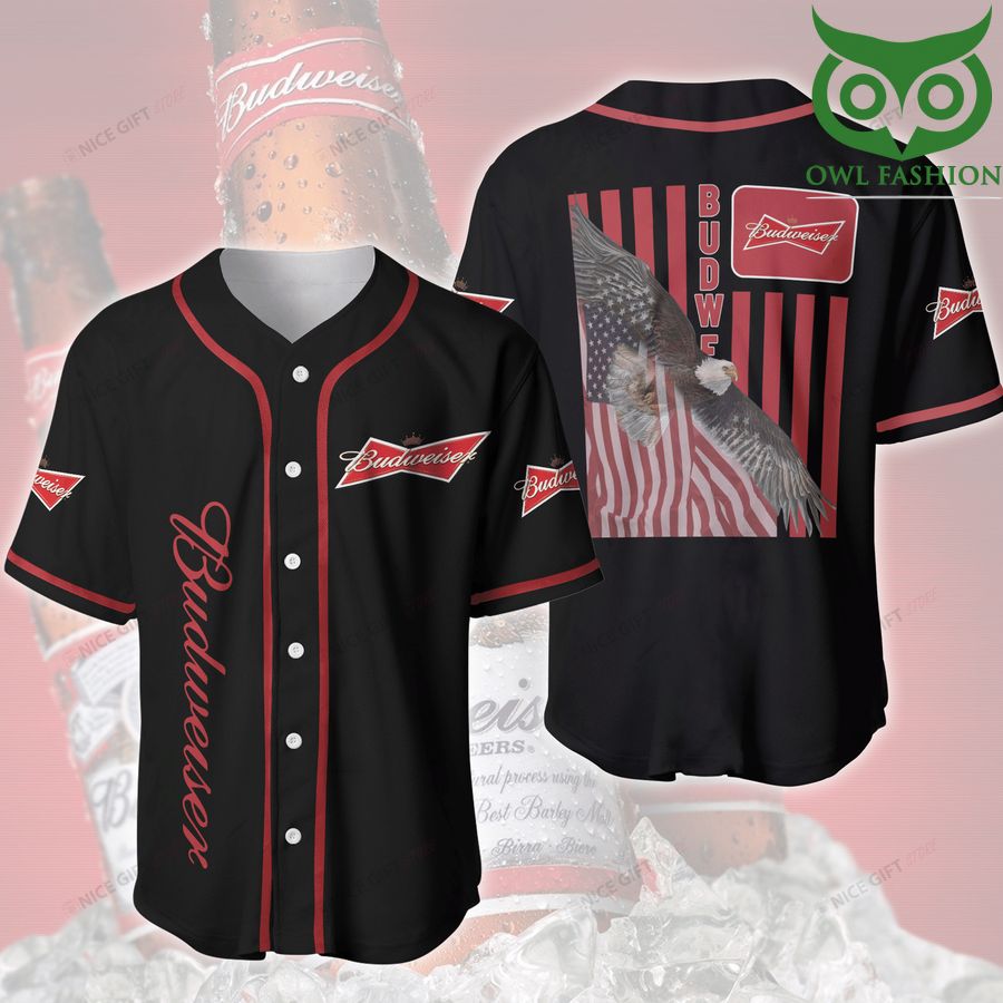 16 Budweiser American vibe classic black Baseball jersey shirt