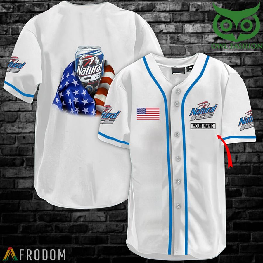 22 Personalized Vintage White USA Flag Natural Ice Jersey Shirt