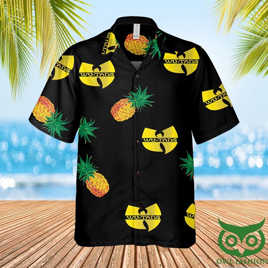 24 Wu Tang Logo Yellow Pineapple Black Hawaiian Shirt