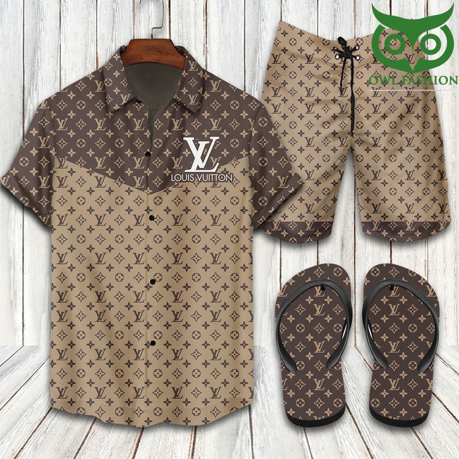 206 Louis Vuitton luxury color Hawaiian shirt shorts flipflops