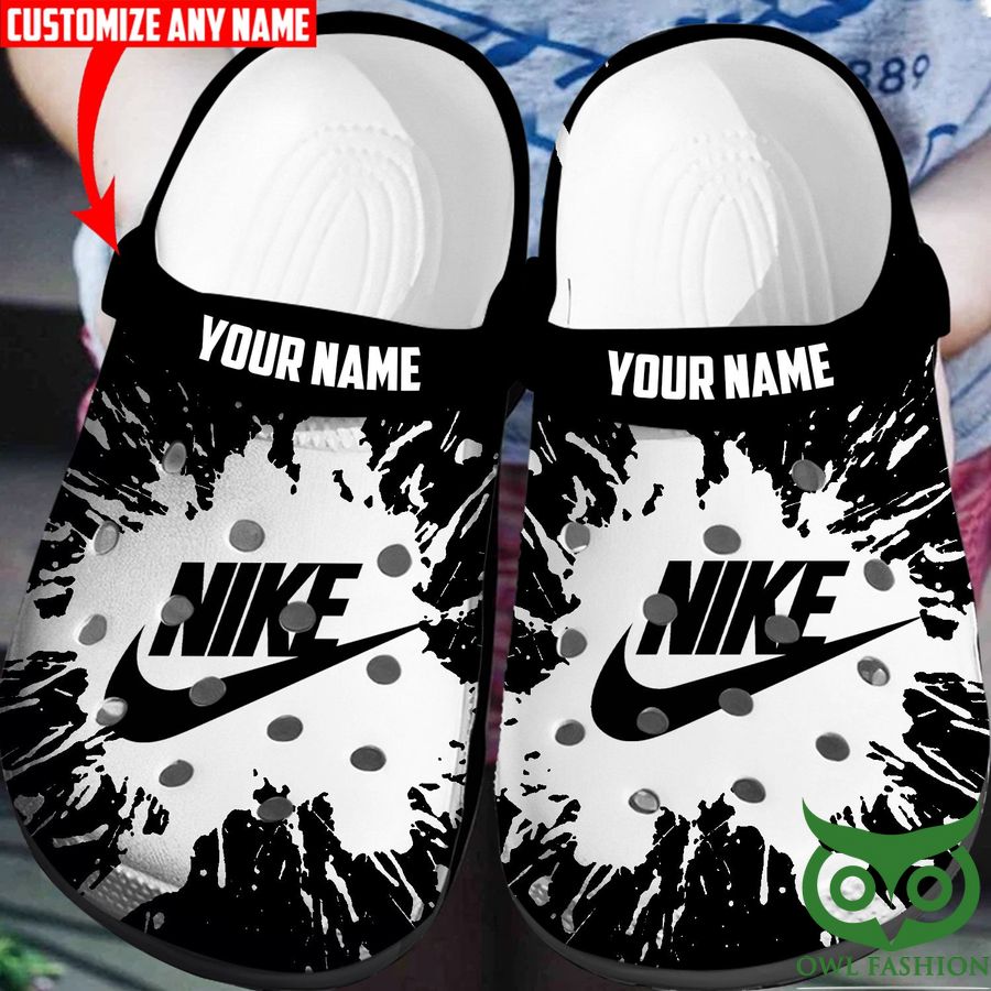 3 Custom Name Nike US Black Splash Crocs