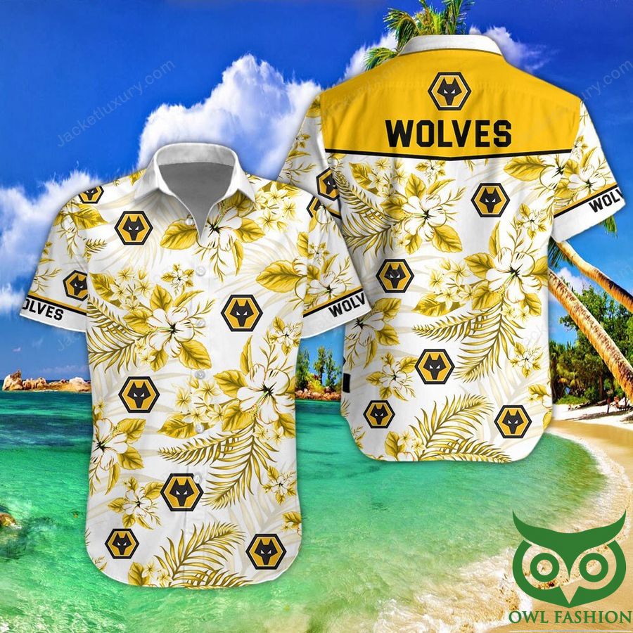28 Wolverhampton Wanderers F.C Yellow and White Hawaiian Shirt