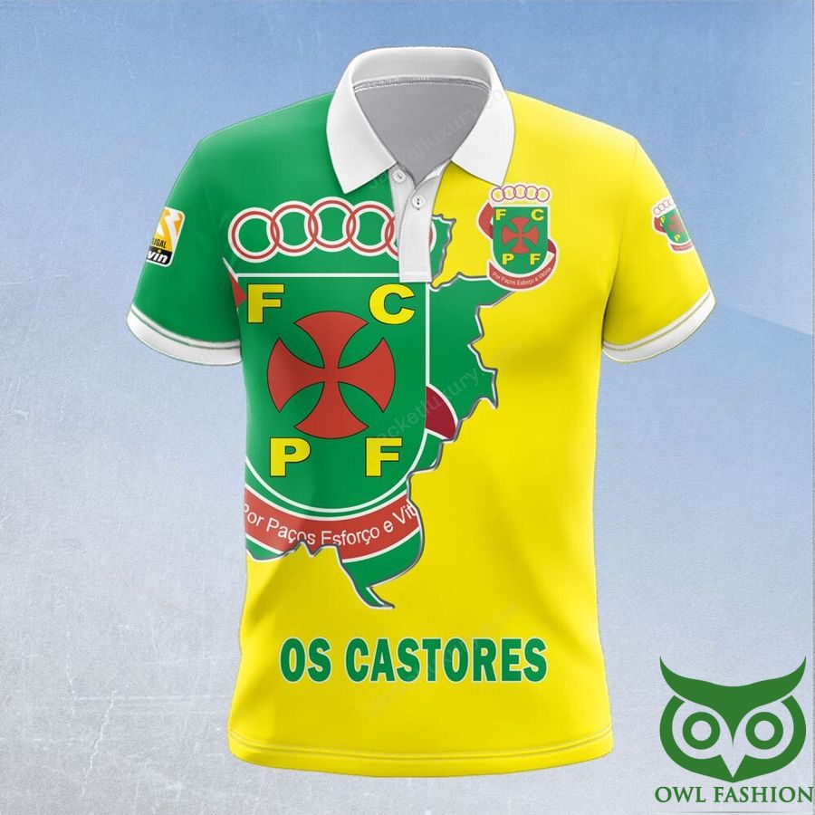 72 FC Pacos de Ferreira Green and Yellow 3D Polo Jersey