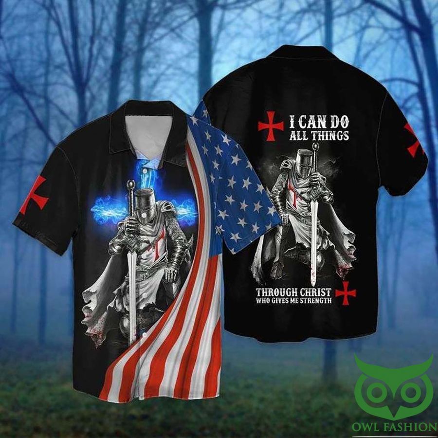 33 4th Of July American Flag Knight Templar I Can Do All Things Through Christ Who Gives Me Strength Hawaiian Shirt