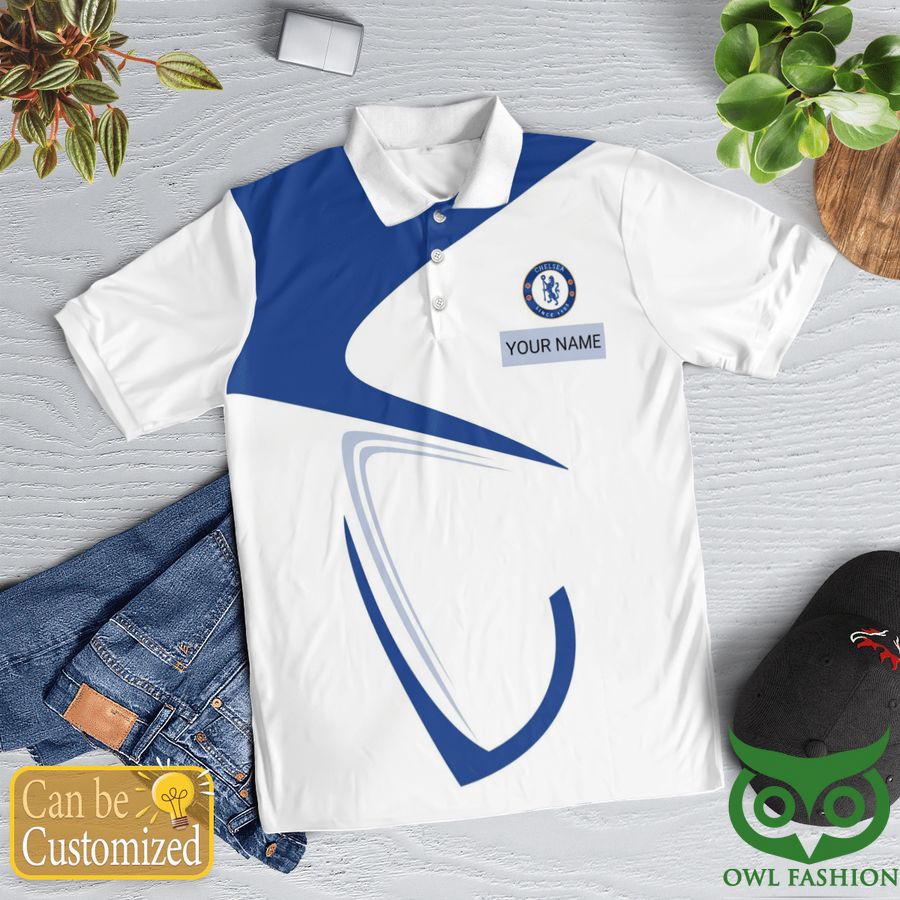 144 Chelsea Football Club 2022 Blue and White Polo Shirt