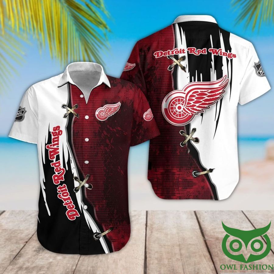 Detroit Red Wings Tropical Floral Custom Name Aloha Hawaiian Shirt