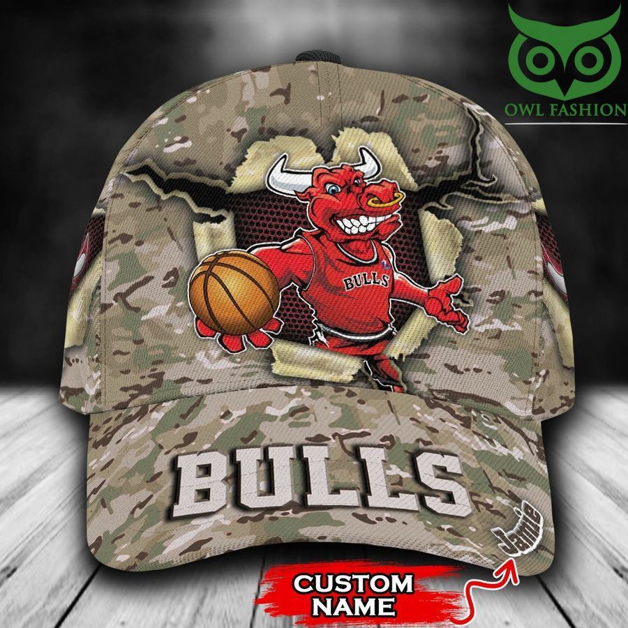 82 Personalized Chicago Bulls Camo Mascot NBA 3D limited edition classic cap