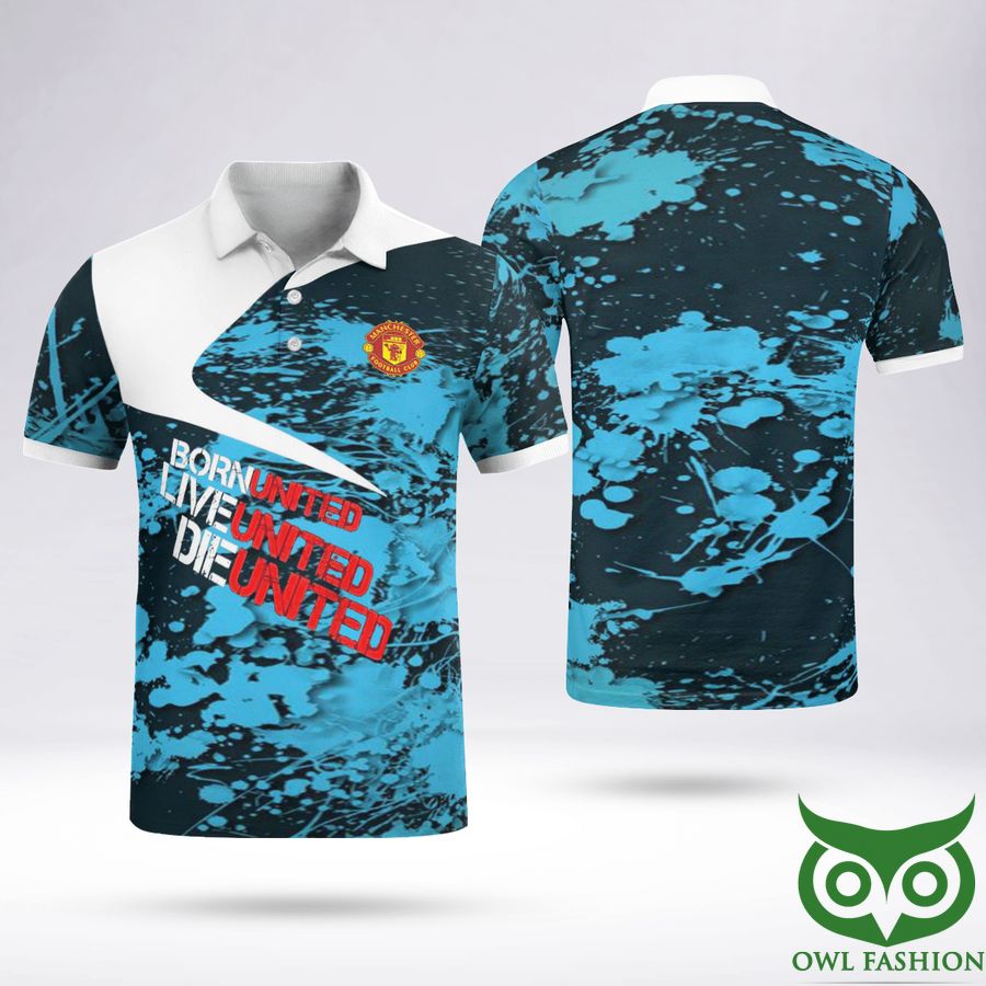 78 Manchester Born United Live United Black Blue Polo Shirt