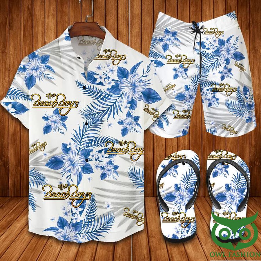 104 The Beach Boys Blue Flowers Hawaiian Outfit Combo Flip Flops