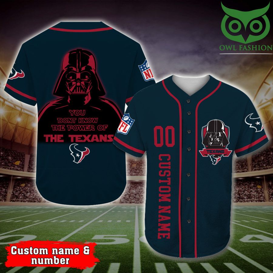 75 Houston Texans Baseball Jersey Darth Vader Star Wars NFL Custom Name Number