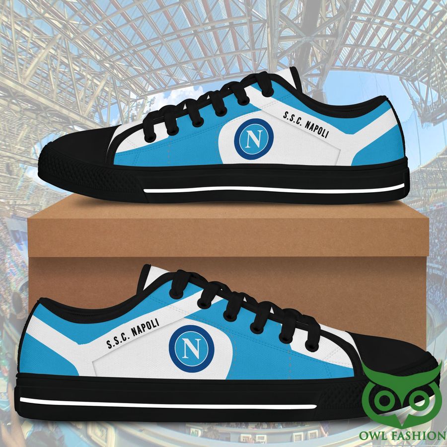 6 S.S.C. Napoli Black White Low Top Shoes For Fans