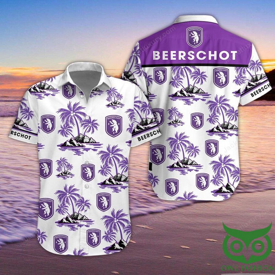 3 Beerschot VA Logo Purple Coconut Tree Hawaiian Shirt