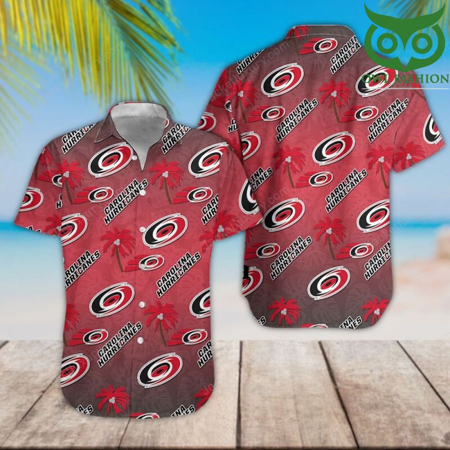 185 NHL Carolina Hurricanes classic colored palm trees tropical Hawaiian shirt