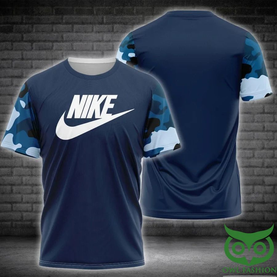 55 Luxury Nike Blue Camo Pattern 3D T shirt