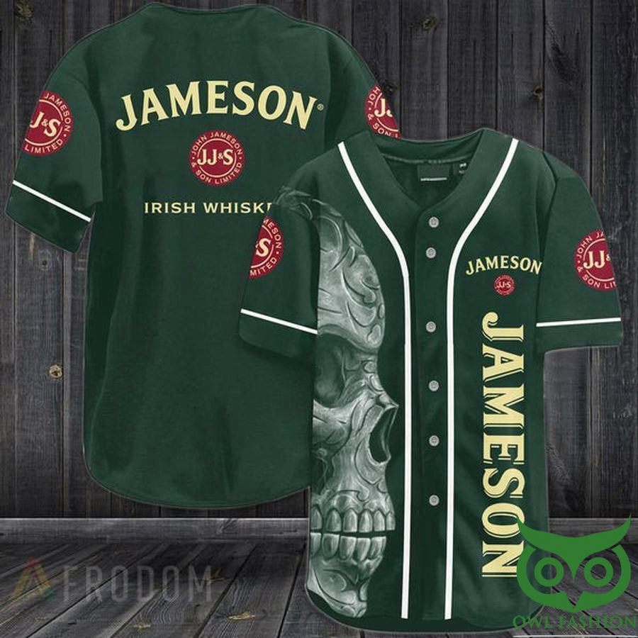 24 Vintage Green Skull Jameson Baseball Jersey