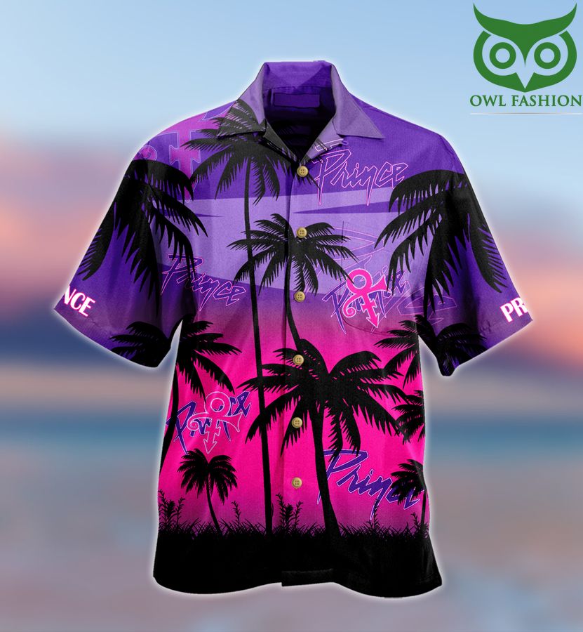 113 PRINCE Music Palm violet Hawaiian Shirt