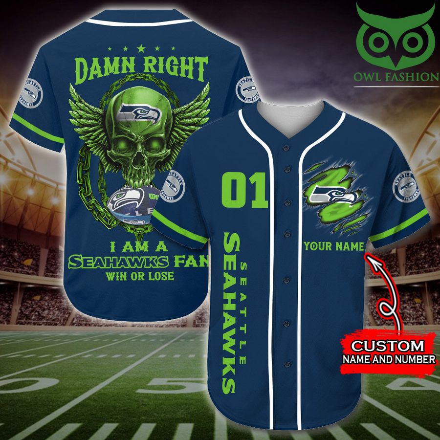 59 Luxury NFL Custom Name Number Seattle Seahawks Baseball Jersey Shirt