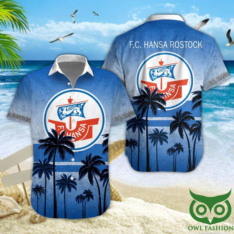 11 Hansa Rostock Dark Light Blue Coconut Hawaiian Shirt