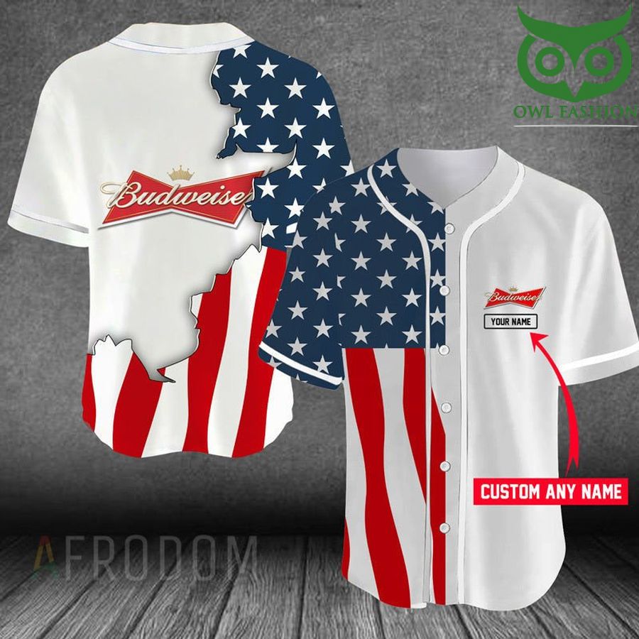 96 Personalized US Flag Budweiser Baseball Jersey