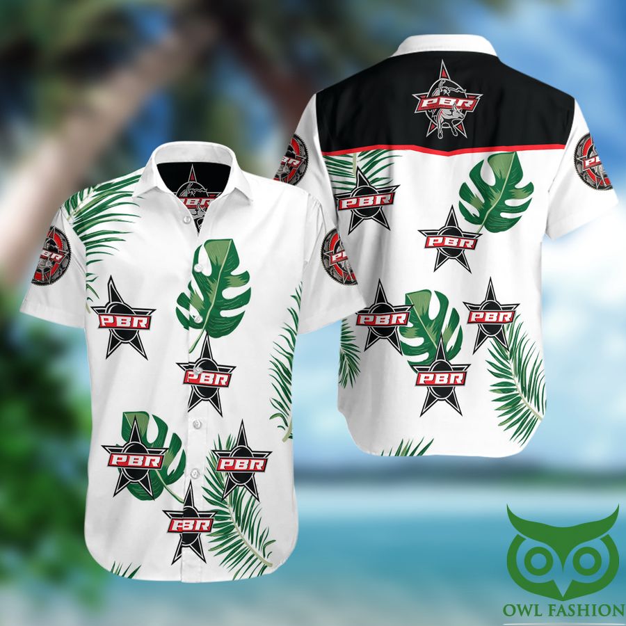 3 PBR Logo Green Leaf White hawaiian shirt
