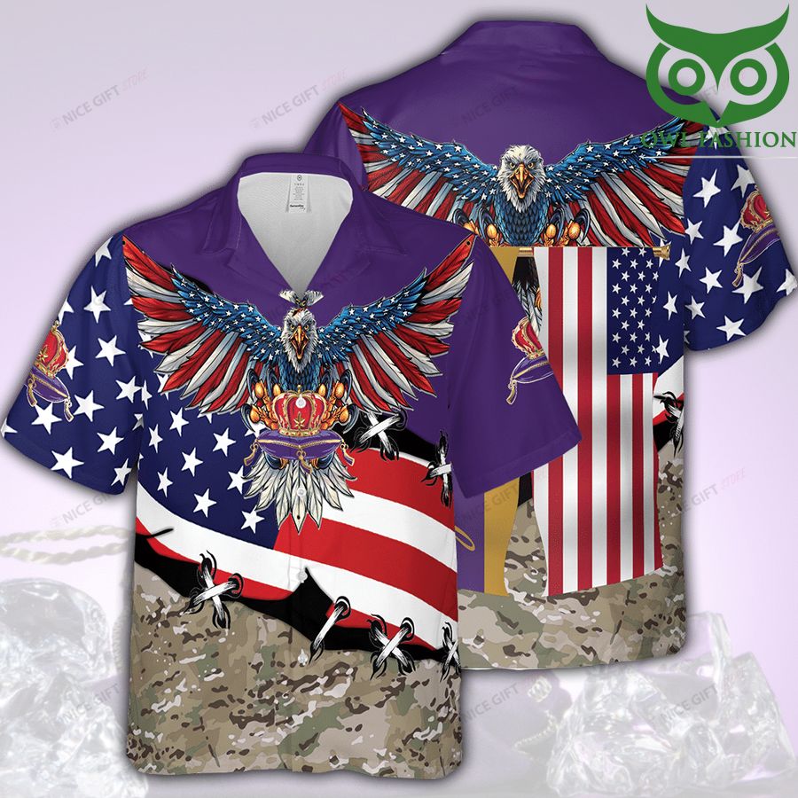 85 Crown Royal flying eagle American mauve Hawaii 3D Shirt