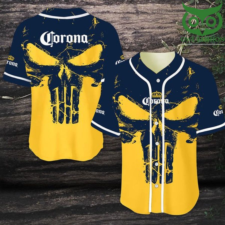 10 Retro Skull Corona Beer Baseball Jersey