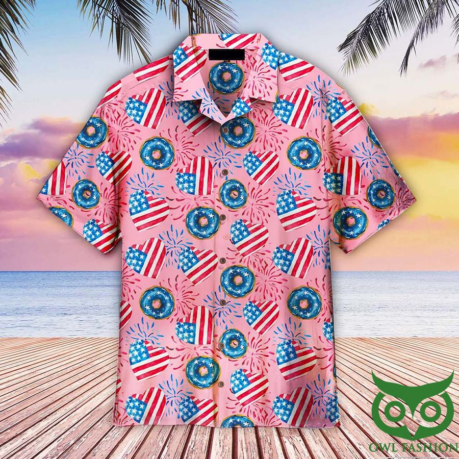 19 4th Of July Love American Donuts Hawaiian Shirt