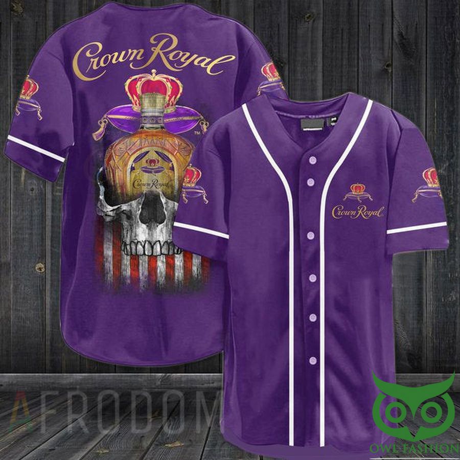 US Flag Black Skull Crown Royal Baseball Jersey