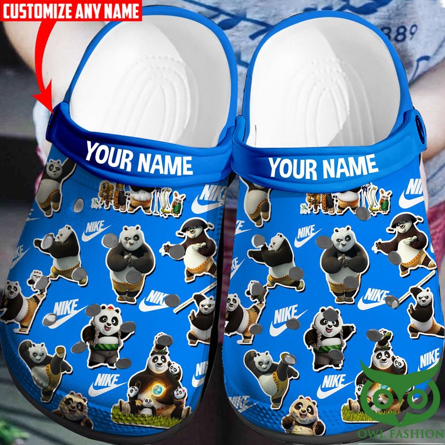 2 Custom Name Nike Panda Blue Crocs