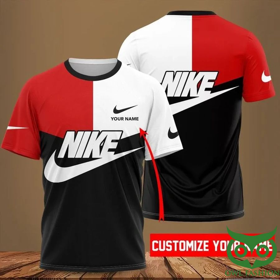 3 Luxury Nike Black White Red 3D T shirt