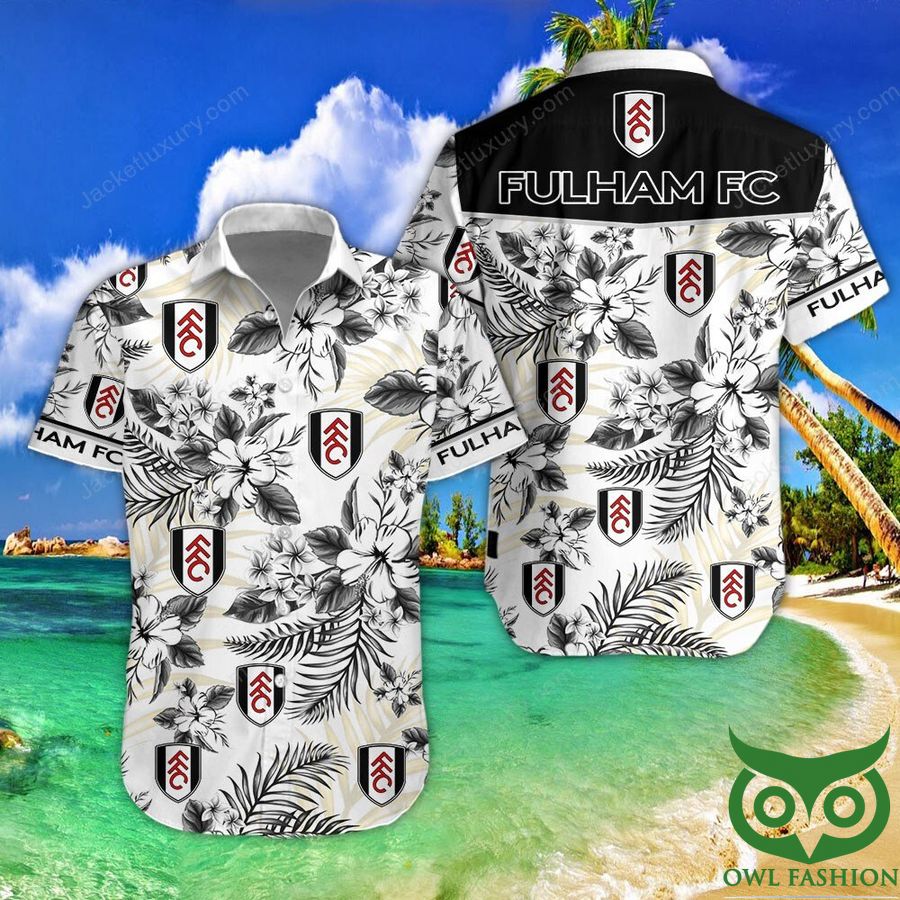 34 Fulham Black and White with Flowers Hawaiian Shirt
