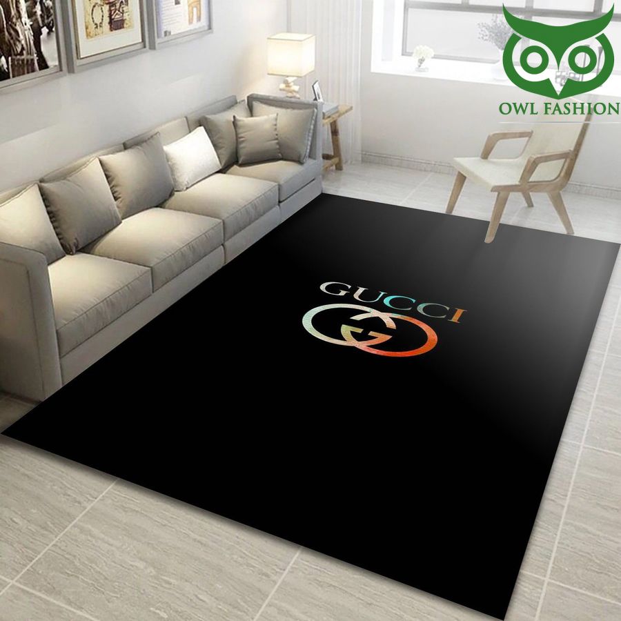 6 Gucci holo black logo Fashion Brand Rug Living Room Rug Floor Home Decor