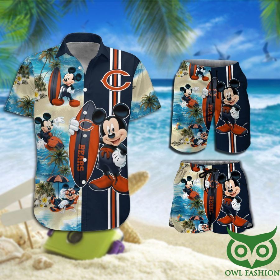32 Chicago Bears Mickey Mouse Hawaiian Shirt Shorts NFL