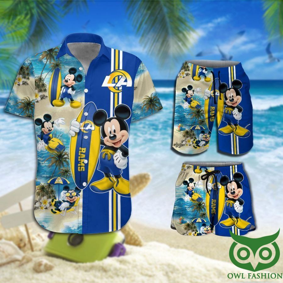 41 Los Angeles Rams Mickey Mouse Hawaiian Shirt Shorts NFL