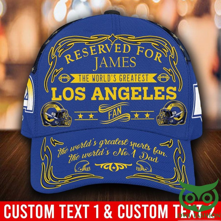 4 Custom Text Los Angeles Rams Blue NFL Classic Cap