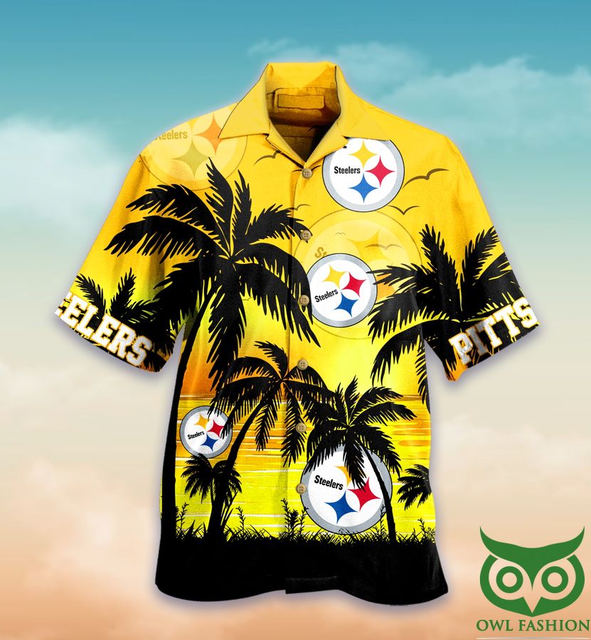 35 Pittsburgh Steelers NFL Palm Sunset Hawaiian Shirt