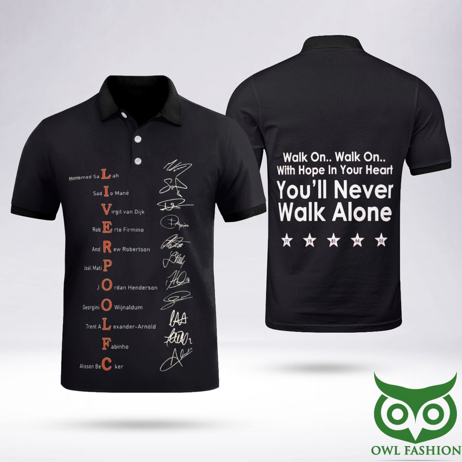 92 Football Players Signs Black Never Walk Alone Polo Shirt